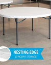 Lifetime 60" round Commercial Grade Nesting Folding Table, Choose Color