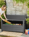 Keter Hudson Plastic Storage Bench, Graphite Gray