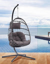 Patio Hanging Swing Egg Chair Rattan Wicker With Steel Frame and UV Resistant Cushion