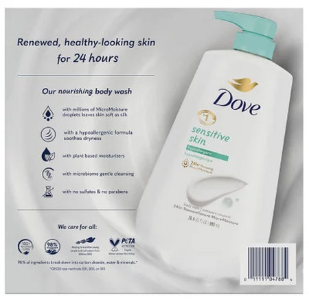 Dove Sensitive Skin Hypoallergenic Body Wash 30.6 Fl. Oz., 2 Pk.