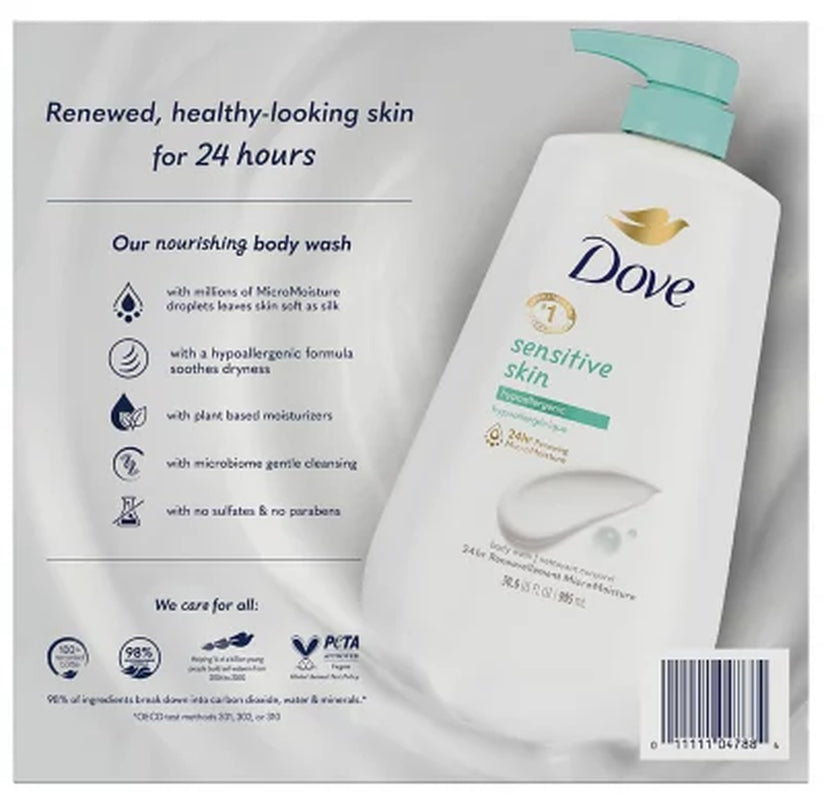 Dove Sensitive Skin Hypoallergenic Body Wash 30.6 Fl. Oz., 2 Pk.