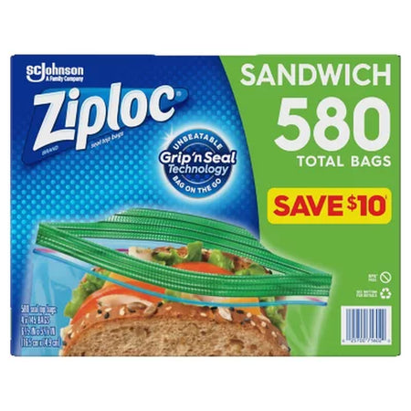 Ziploc Easy Open Tab Sandwich Bags, 580 Ct.