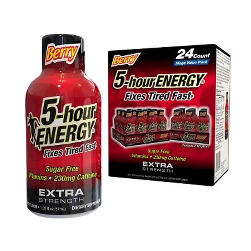 5-Hour ENERGY Shot, Extra Strength, Berry 1.93 Oz., 24 Pk.