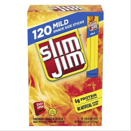 Slim Jim Snack-Sized Smoked Meat Stick, Mild Flavor, .28 Oz., 120 Pk.