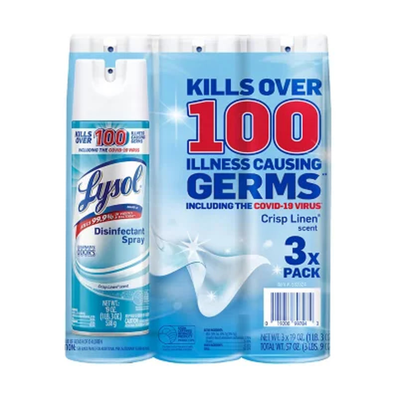 Lysol Disinfectant Spray, Crisp Linen 19 Oz., 3 Pk.