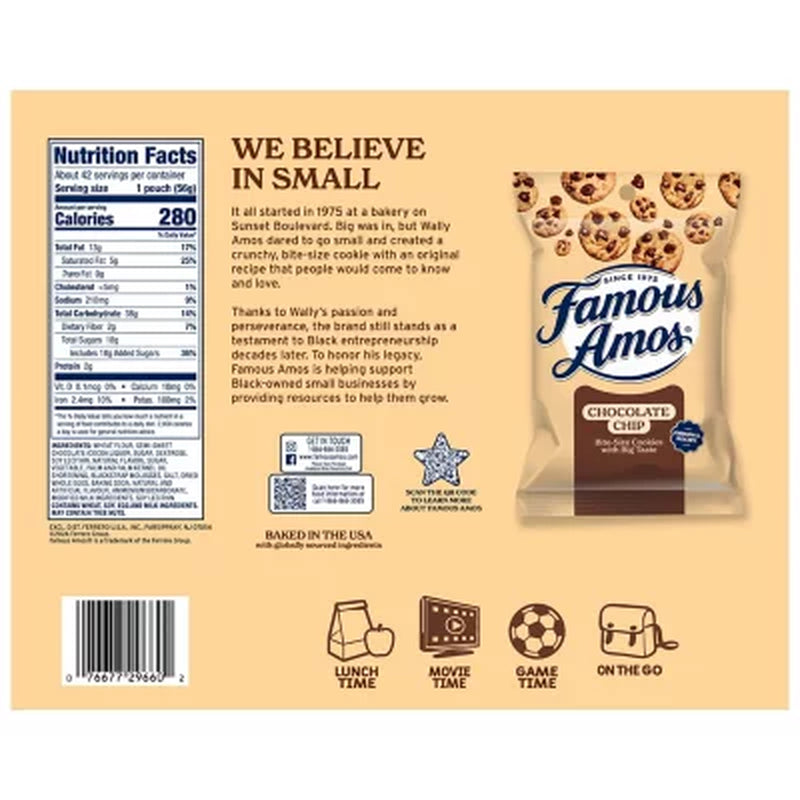 Famous Amos Chocolate Chip Cookies, 2 Oz., 42 Pk.