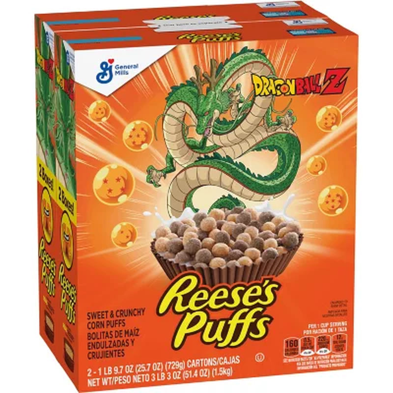 Reese'S Puffs Peanut Butter Chocolate Cereal 51.4 Oz., 2 Pk.