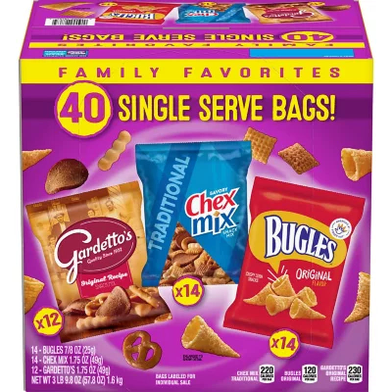 Bugles, Chex Mix & Gardetto Variety Pack Snacks, 40 Pk.