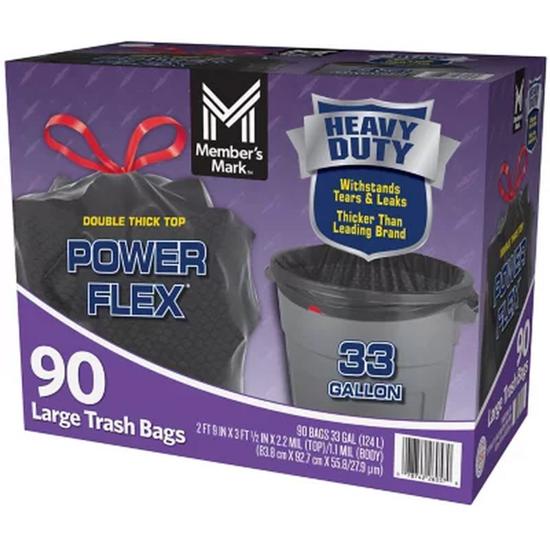 Member'S Mark 33-Gallon Power Flex Drawstring Trash Bags 90 Ct.