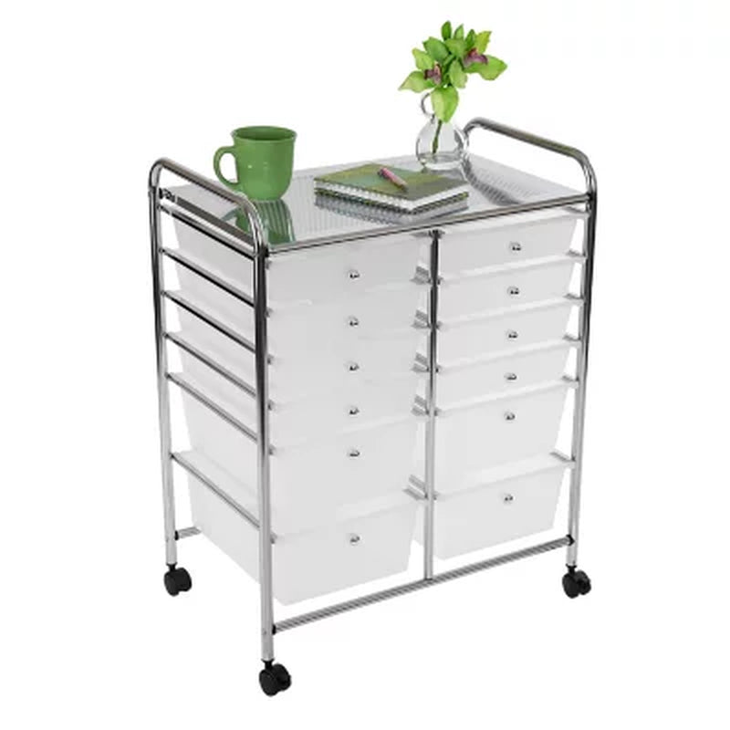 Seville Classics 12-Drawer Rolling Organizer Cart, 25.2" W X 15.2" D X 31.7" H