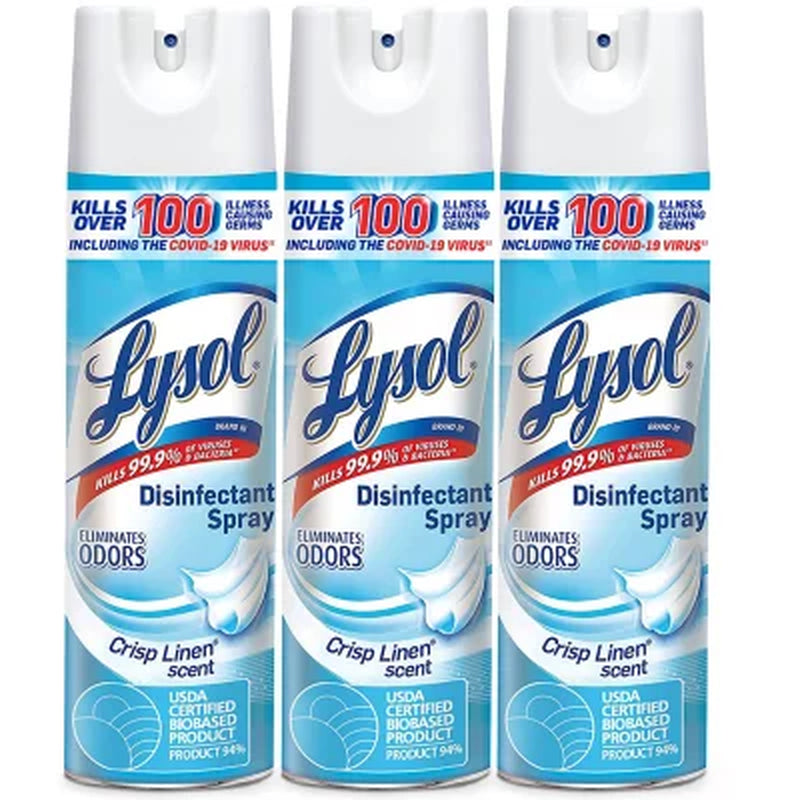 Lysol Disinfectant Spray, Crisp Linen 19 Oz., 3 Pk.