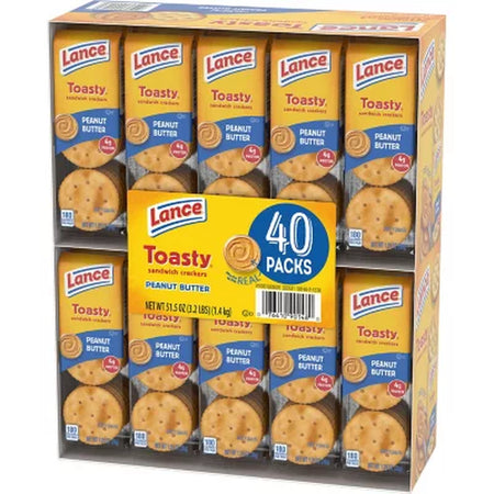 Lance Toasty Peanut Butter Sandwich Crackers, 1.29 Oz., 40 Pk.