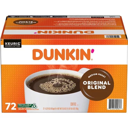 Dunkin' Donuts Medium Roast K-Cup Coffee Pods, Original Blend, 72 Ct.