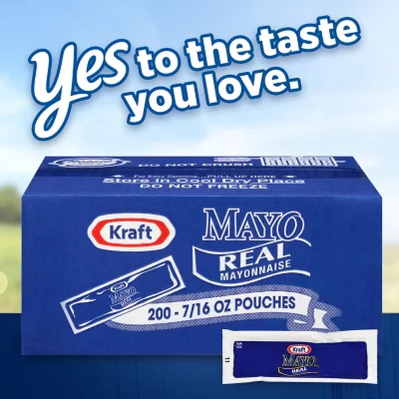 Kraft Real Mayo Mayonnaise Single Serve Pouches, 200 Ct.