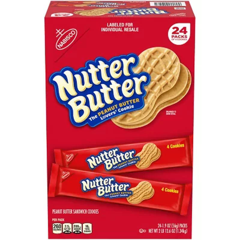 Nutter Butter Peanut Butter Sandwich Cookies, 1.9 Oz., 24 Pk.