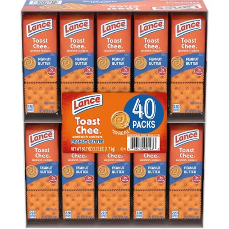 Lance Toastchee Peanut Butter Crackers, 1.52 Oz., 40 Pk.