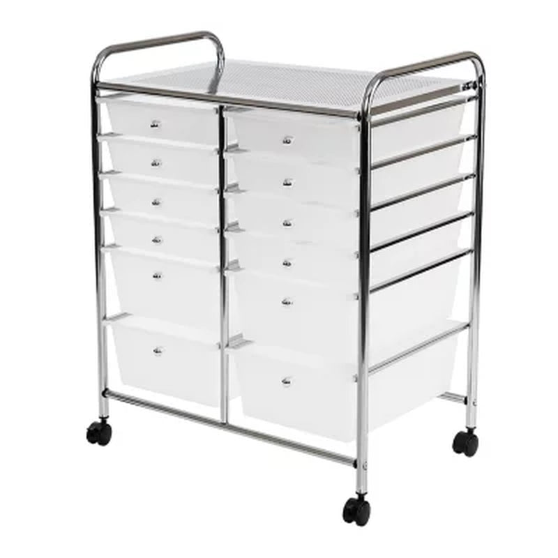 Seville Classics 12-Drawer Rolling Organizer Cart, 25.2" W X 15.2" D X 31.7" H