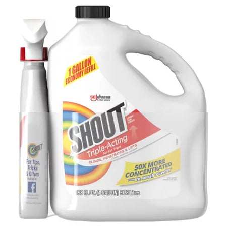 Shout Triple-Acting Laundry Stain Remover 128 Fl. Oz. Refill + 22 Fl. Oz. Trigger