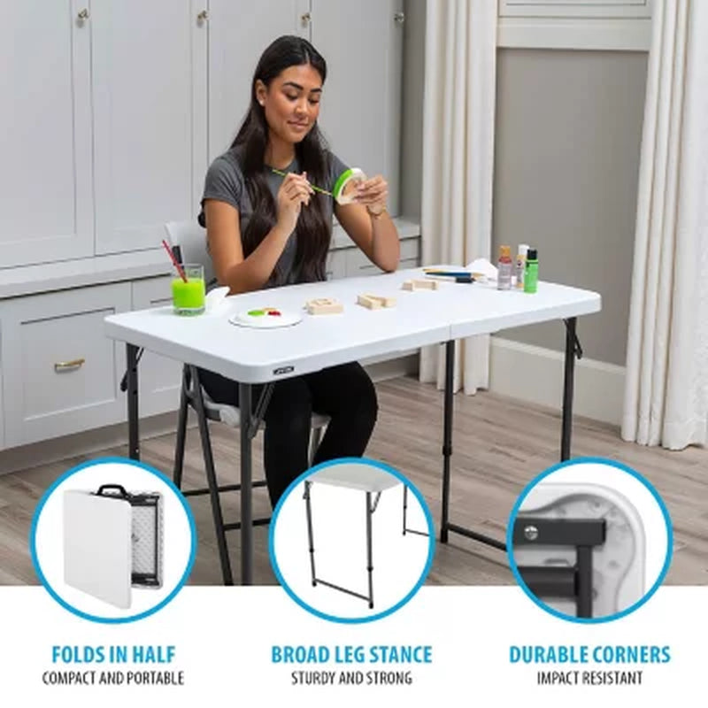 Lifetime 4' Commercial Grade Adjustable Fold-In-Half Table