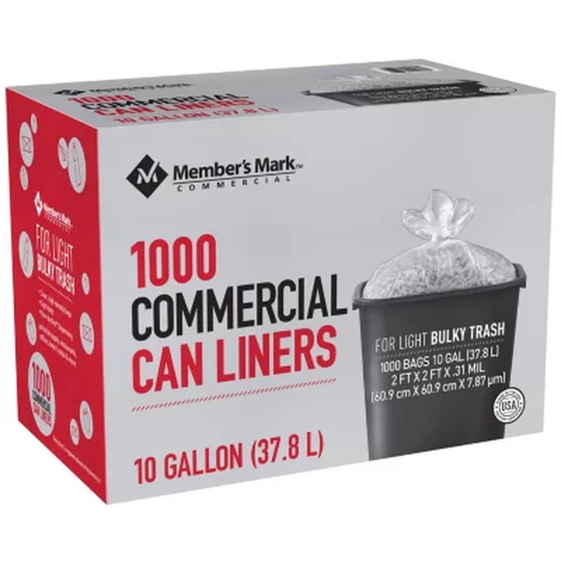 Member'S Mark 10 Gallon Commercial Trash Bags 1000 Ct.
