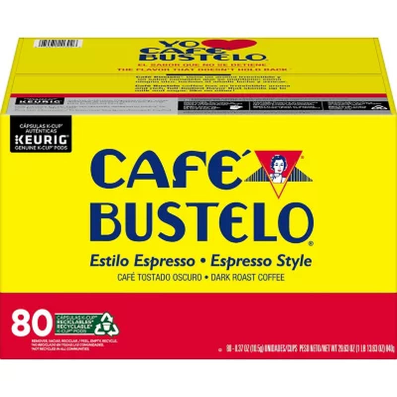 Café Bustelo Coffee Espresso Style K-Cups, Dark Roast, 80 Ct.