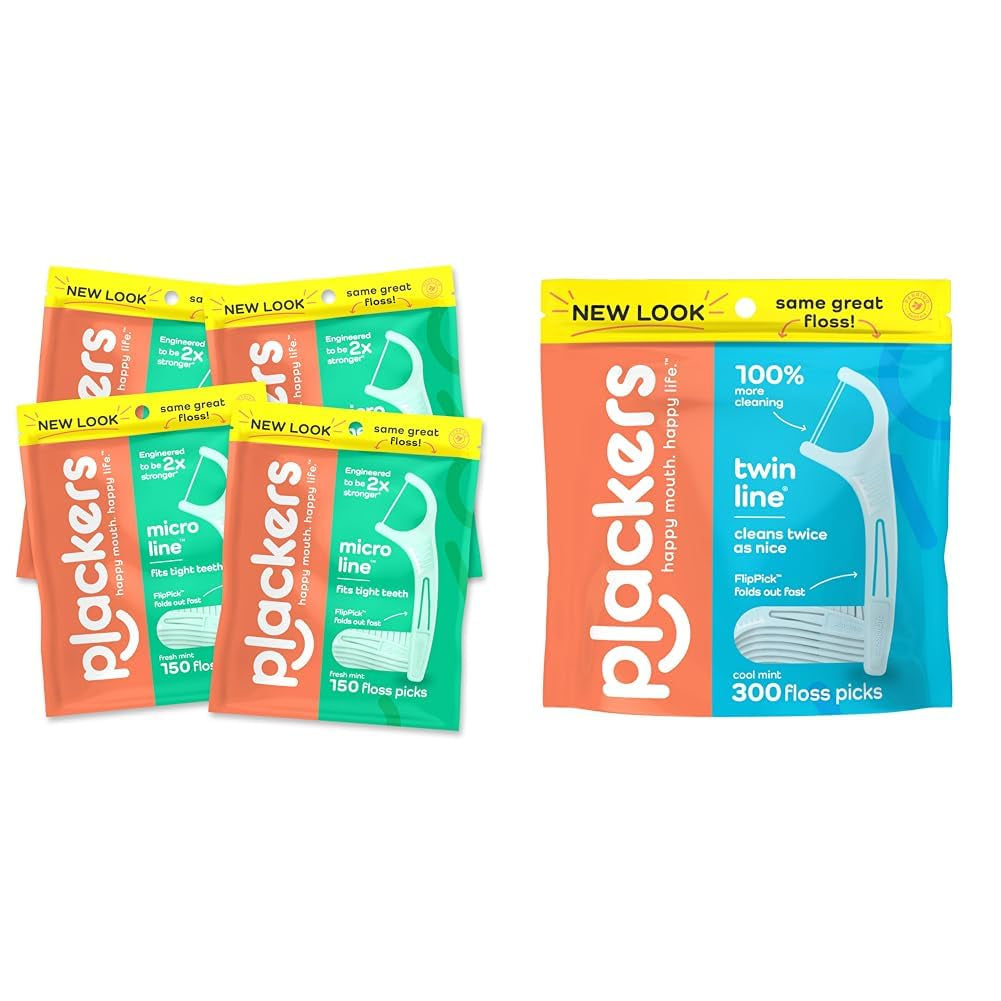 Micro Line Dental Floss Picks, Fold-Out Flippick, Tuffloss, Easy Storage with Sure-Zip Seal, Fresh Mint Flavor, 300 Count