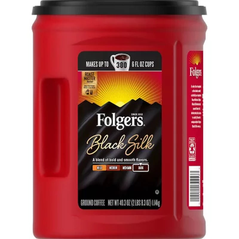 Folgers Dark Roast Ground Coffee, Black Silk, 40.3 Oz.