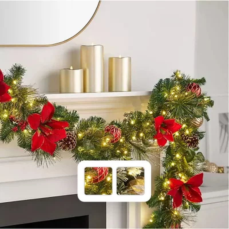 Christmas 9' Pre-Lit Decorated Garland Classic Holiday Decoration