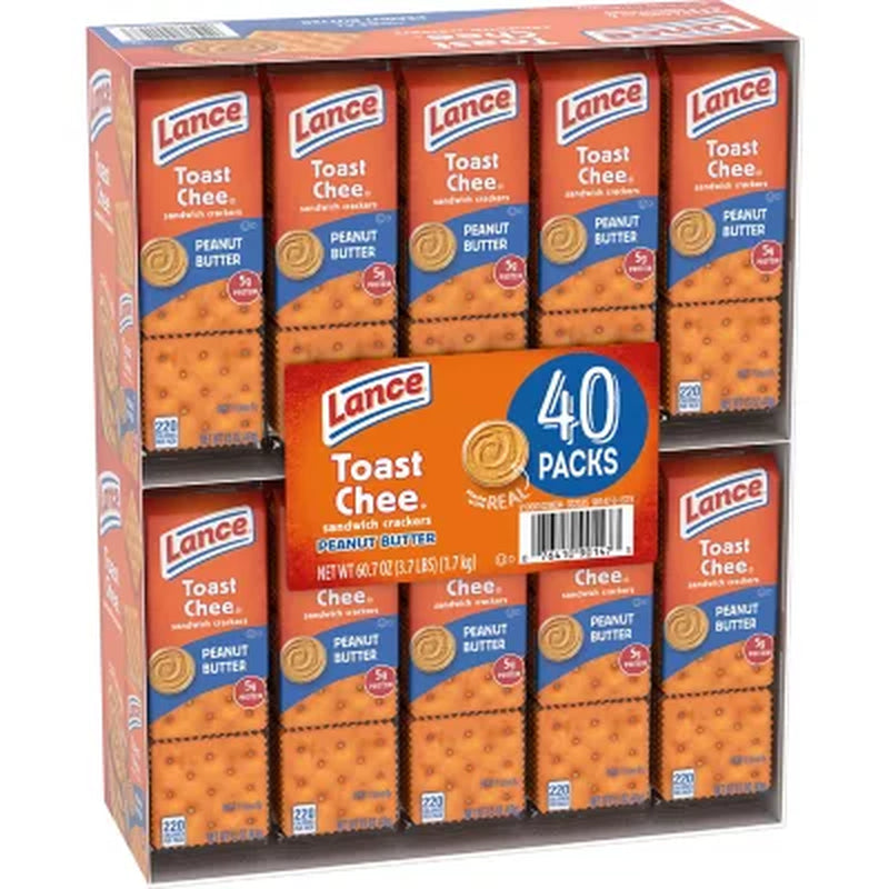 Lance Toastchee Peanut Butter Crackers, 1.52 Oz., 40 Pk.