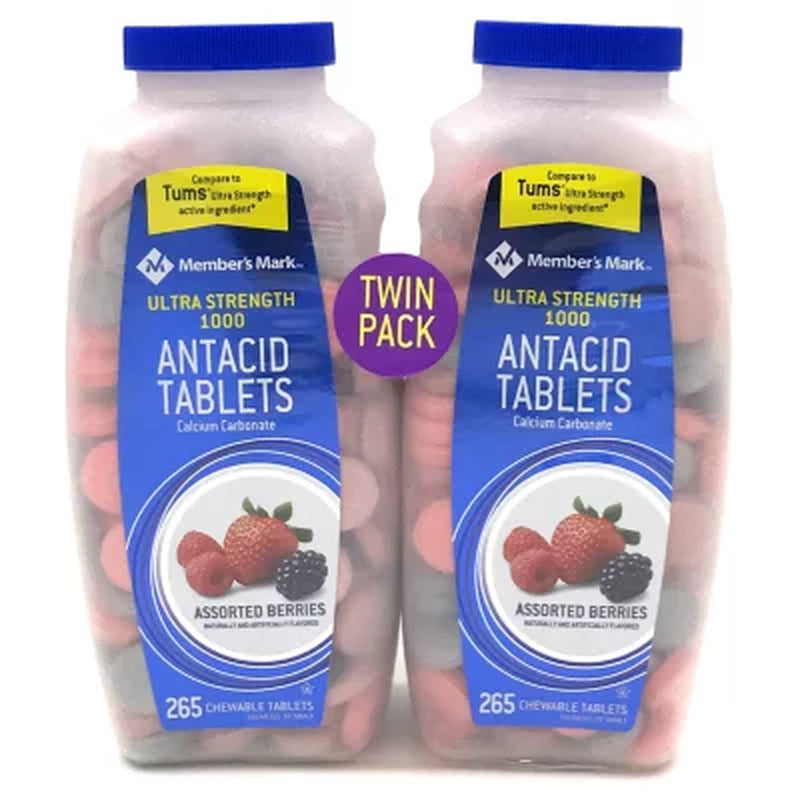 Member'S Mark Ultra Strength Antacid Chewable Tablets, Assorted Berry, 265 Ct./Pk., 2 Pk.